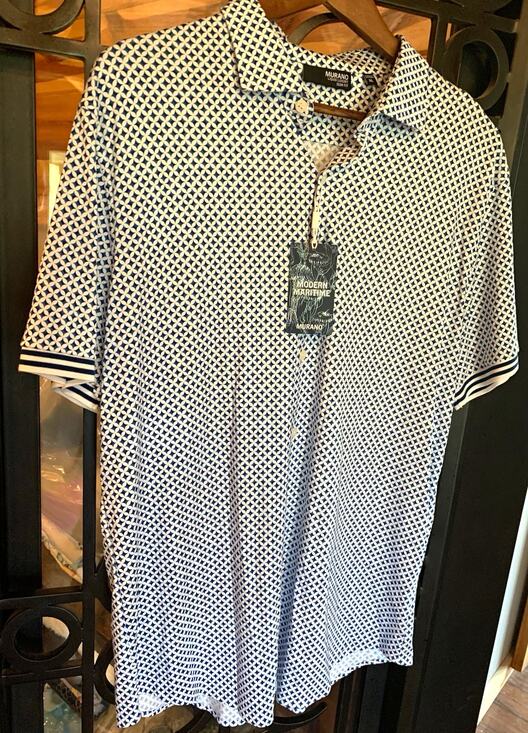 Murano Other - NWT Murano Liquid Luxury Mens Slim Fit Cotton Polo Blue White XL